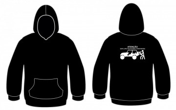 Sweatshirt com capuz com Atençao. O meu jipe faz pausas constantes