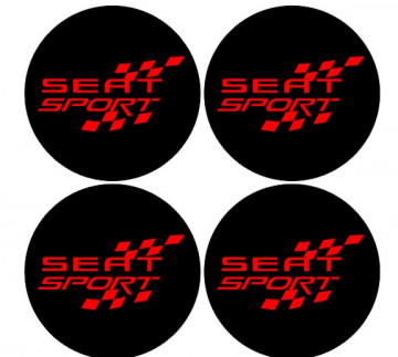 4 Autocolantes Para Centros de Jantes com Seat Sport