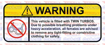 Autocolante Impresso - Warning - Twin Turbos