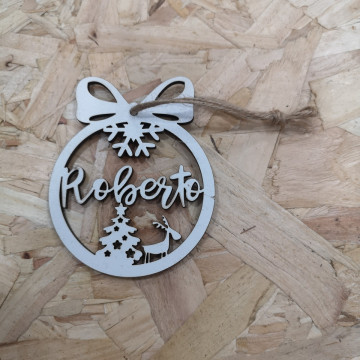 "Bola" para árvore de Natal com nome - MDF