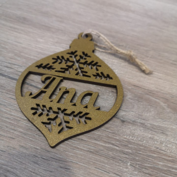 "Bola" para árvore de Natal com nome - MDF