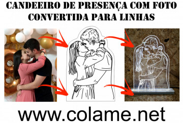 Moldura / Candeeiro com luz de presença Com Foto Convertida Para Linhas