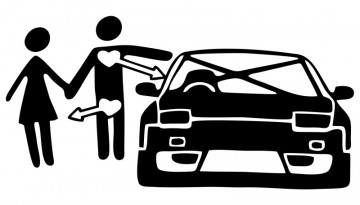 Autocolante com i love car dick love girl
