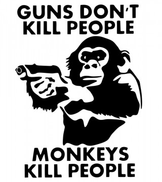Autocolante - Guns dont kill peopple monkey kill people