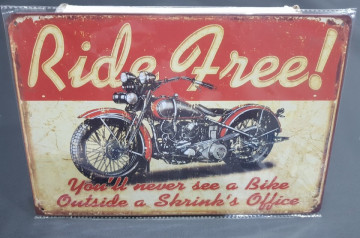 Chapa decorativa com Ride Free!
