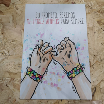 Placa Decorativa em PVC - Eu prometo, Seremos melhores amigos para sempre