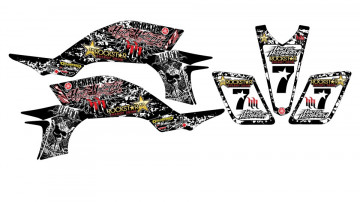 Kit Autocolantes Para Moto - Yamaha YFZ 450 - Hart and Huntington - Preto e Vermelho