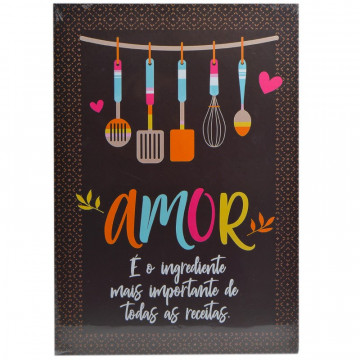 Placa MDF decorativa - Amor é o ingrediente mais importante de todas as receitas