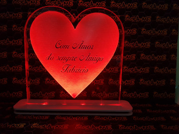Moldura / Candeeiro com luz de presença - Coração com frase personalizada