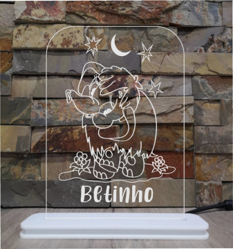 Moldura / Candeeiro com luz de presença - Mamute - Com nome