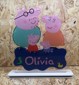Moldura / Candeeiro com luz de presença - Peppa - Com nome