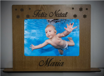 Moldura em MDF - Feliz Natal - Com foto impressa na madeira