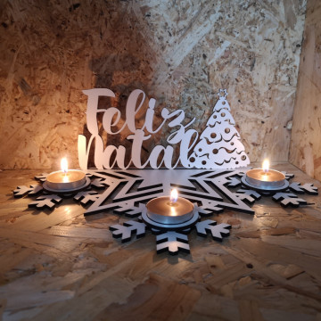 Porta velas em MDF - Feliz Natal