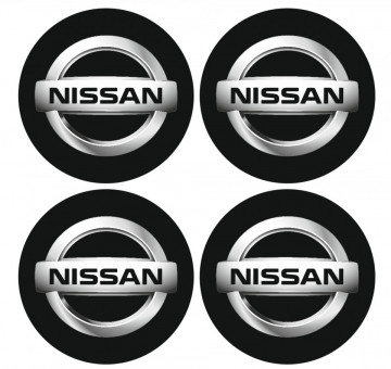 4 Autocolantes Para Centros de Jantes com Nissan