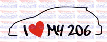 Autocolante - I love my 206