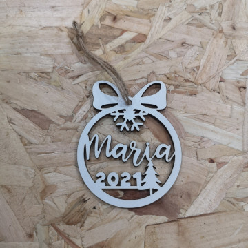 "Bola" para árvore de Natal com nome - MDF