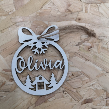 "Bola" para árvore de Natal com nome - MDF