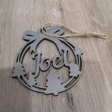 "Bola" para árvore de Natal com nome - MDF