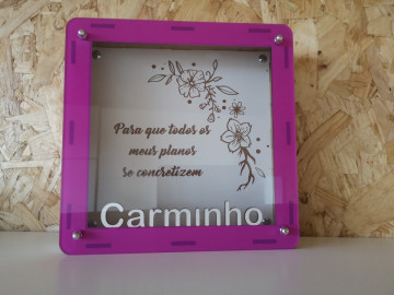 Mealheiro em MDF e Acrílico com Nome e Frase