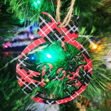 Ornamento para árvore de Natal em MDF - Com nome - Padrão de Natal