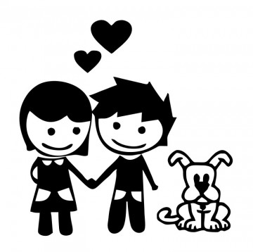 Autocolante com Casal e cão