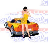 Autocolante Impresso - Girl + car