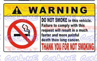 Autocolante Impresso - Warning Não Fumar