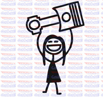 Autocolante - Menina com Piston