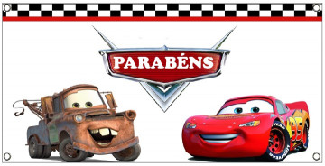 Lona de Aniversário - Parabéns - Carros