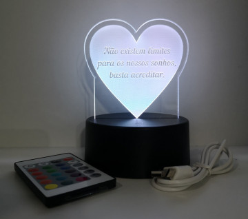 Moldura / Candeeiro com luz de presença - Não existem limites para os nossos sonhos, basta acreditar.