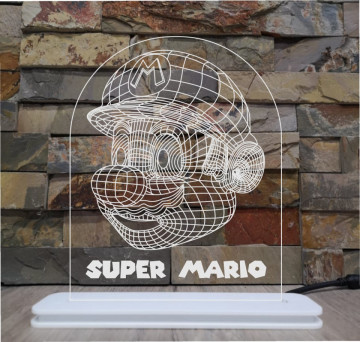 Moldura / Candeeiro com luz de presença - Super Mario - Com nome