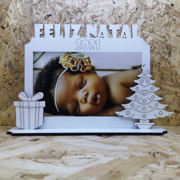 Moldura Feliz Natal 2021 em MDF - Com foto personalizada