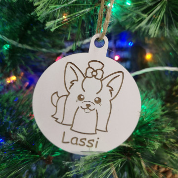 Ornamento para árvore de Natal com nome - Cão
