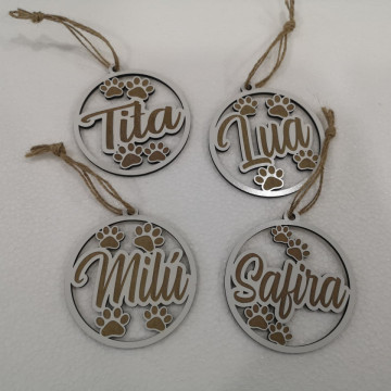 Ornamento para árvore de Natal com nome - Patas