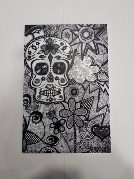 Placa Decorativa em PVC - Caveira Sticker Bomb