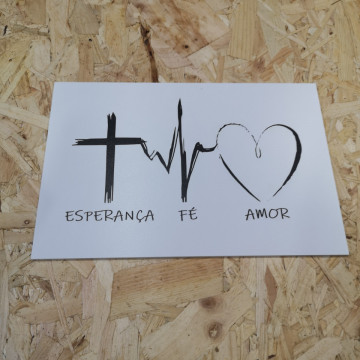 Placa Decorativa em PVC - Esperança Fé Amor
