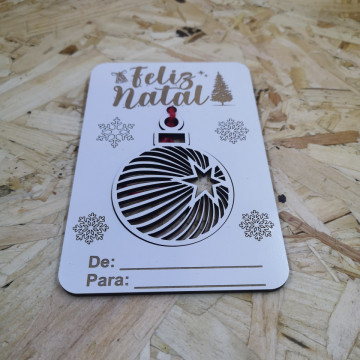 Postal de Natal com Ornamento - MDF - De/Para