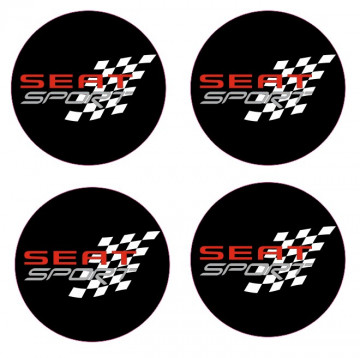 4 Autocolantes Para Centros de Jantes com Seat Sport