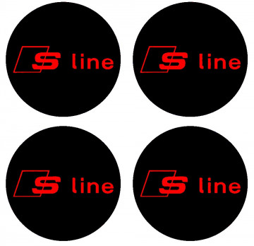 4 Autocolantes Para Centros de Jantes para Audi S-Line