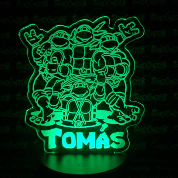Moldura / Candeeiro com luz de presença - Tartarugas Ninja - Com nome