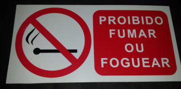 Placa PVC - Proibido fumar ou foguear