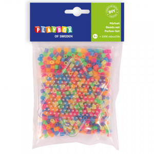 Playbox Set margele de calcat - 1.000buc culori neon + 1 planseta stea