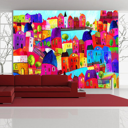 Fotótapéta - Rainbow-hued town