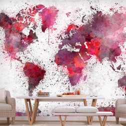 Fotótapéta - World Map: Red Watercolors