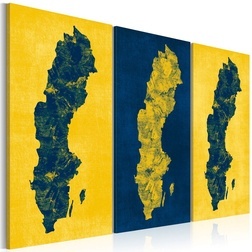 Kép - Festett térkép Svédország - triptych
