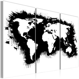 Kép - Monokróm map of the World - triptych