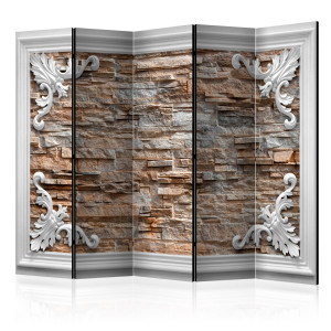 Paraván - Brick in the Frame (Brown) II [Room Dividers]