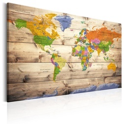 Kép - Map on wood: Colourful Travels