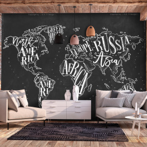 Öntapadó fotótapéta - Retro Continents (Black)