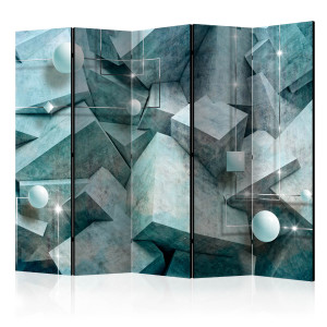 Paraván - Concrete Cubes (Green) II [Room Dividers]